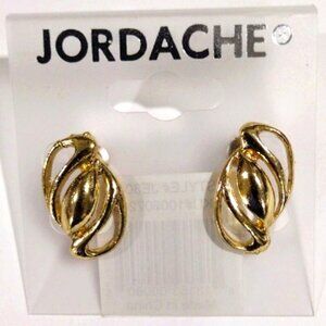 ✨ Vintage Jordache Gold-Tone Clip-On Earrings, Elegant & Retro - Women's Jewelry